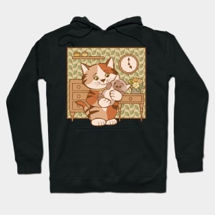 Cat and Baby Kitten at Home Hoodie